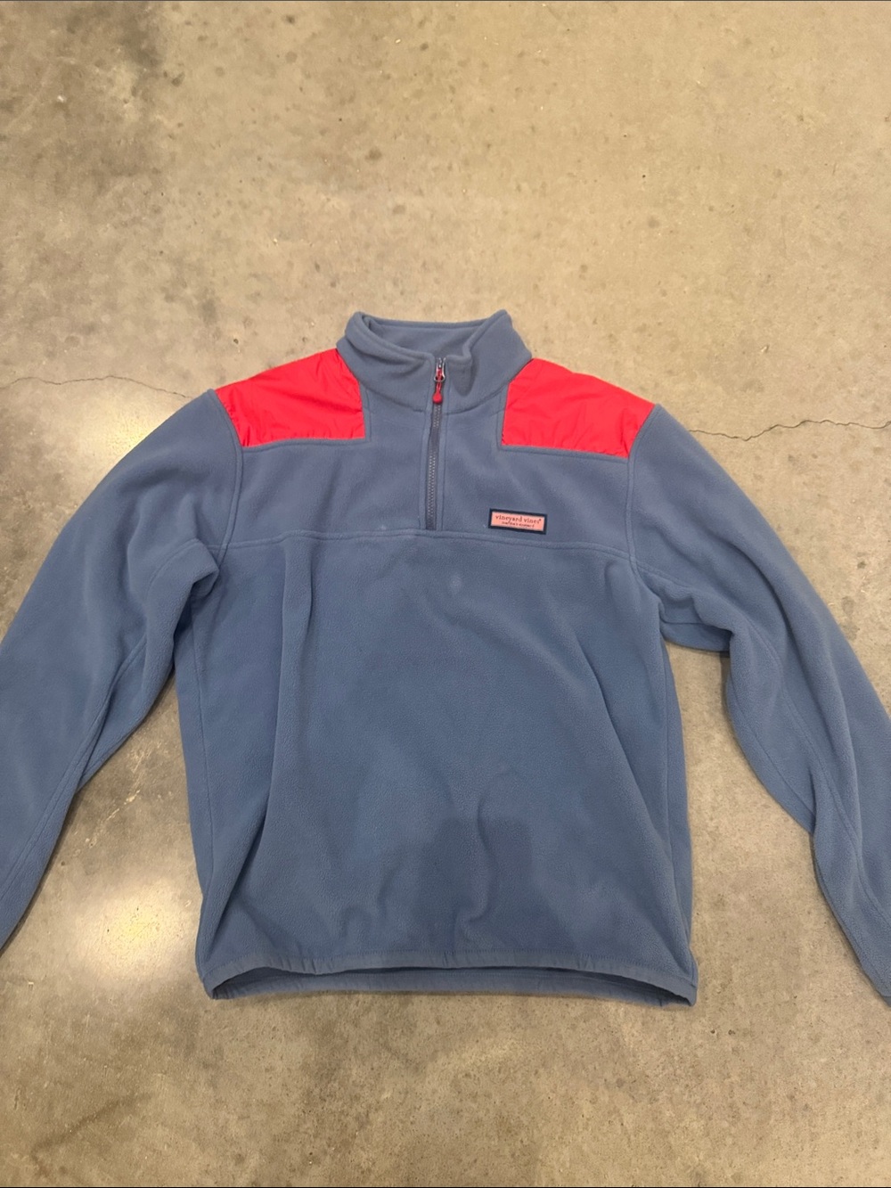 Vineyard Vines Colorblock Fleece Quarter Zip Pullover Men’s Small Blue Red
